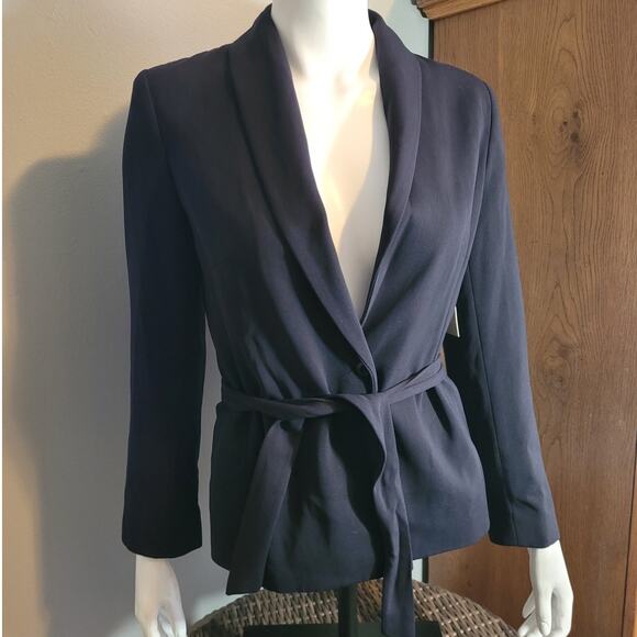 NWT HILLARD & HANSON Womens Black Belted Blazer 4 Single Button Removable Sash - Picture 9 of 14
